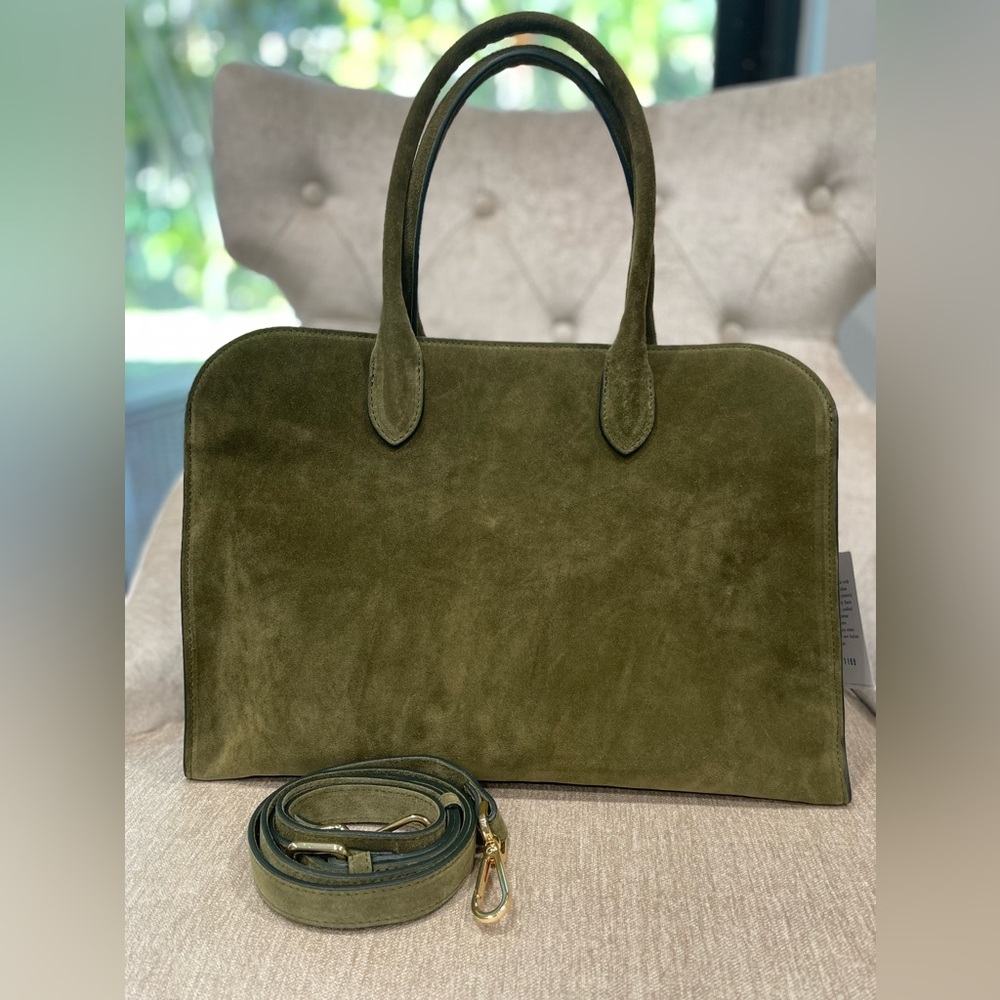 Viral Claudia Firenze suede tote green bag